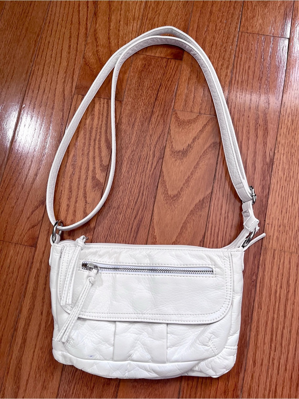 White Leather Crossbody Purse - Women - Picture 2 of 3